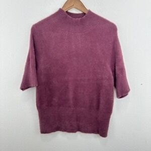 Bailey/44‎ Fuzzy Mock Neck Sweater Short Sleeve Plum Purple Extra Large XL Top